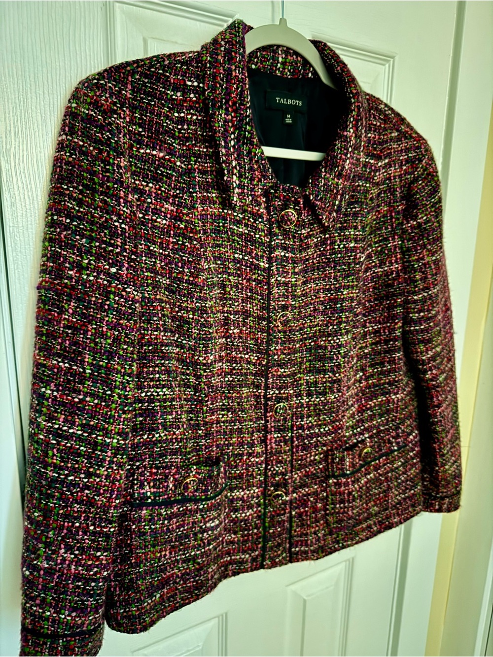Talbots Pink Multi-Color Tweed Button-Front Jacket - Picture 3 of 3